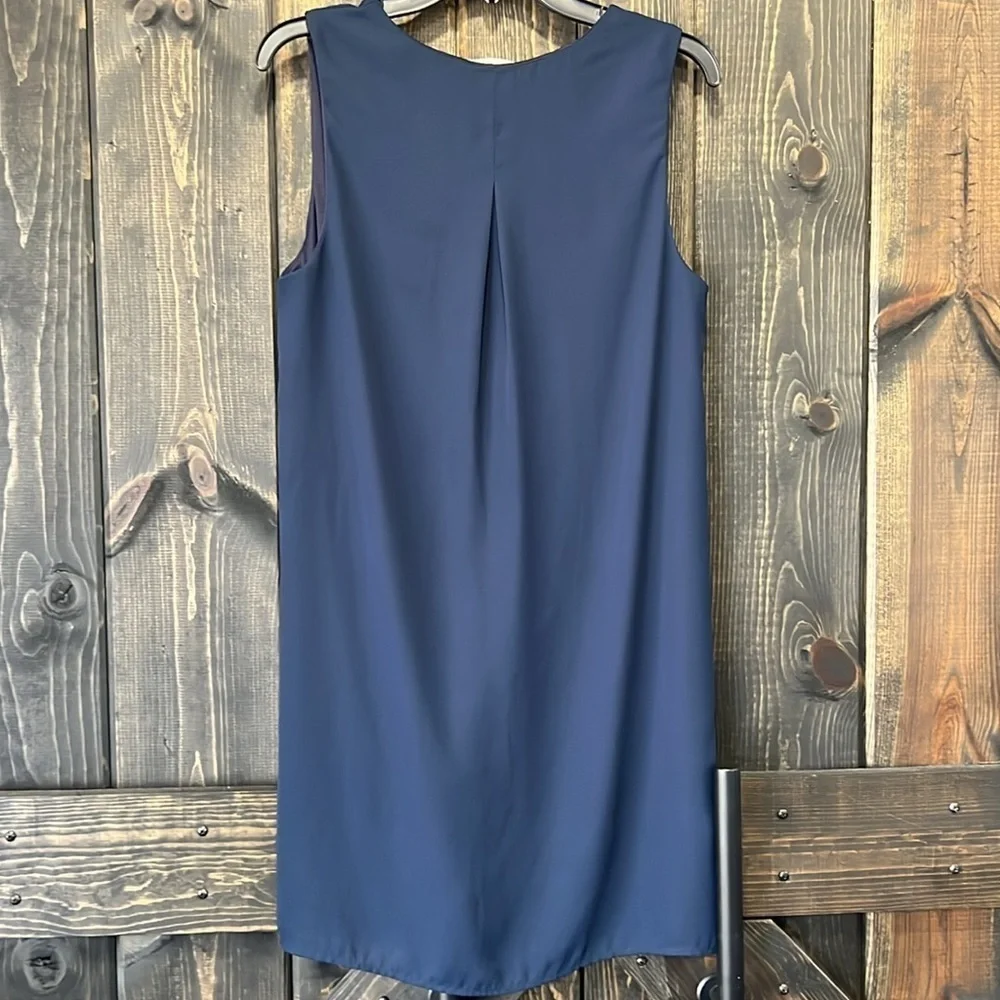 Everly Mini Dress M Navy Blue A Line Sleeveless Semi Formal Silky Smooth Minimal